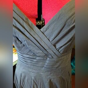 BCBGMAXAZRIA Navy Blue Surplice (Crossover) Bodice Dress | Lined | Size L (12)